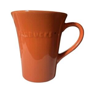 Starbucks Collectible Burnt Orange Ceramic Mug Embossed Logo 2011 Large 21 o z